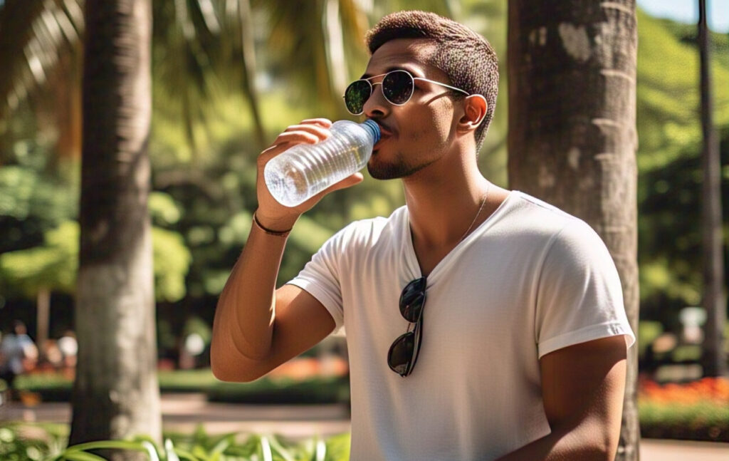 homem bebendo agua